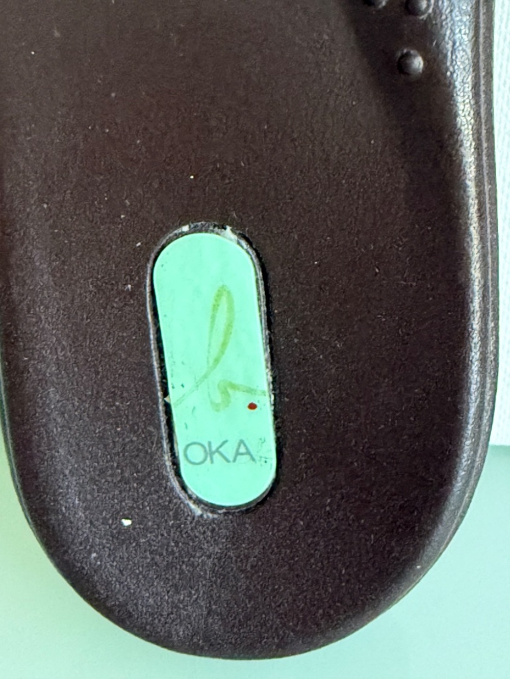 Okabashi Brown Slide Sandals Green Bow Polka Dot Open Toe Slip On Size M - Picture 8 of 14